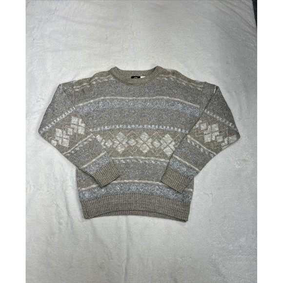 Vintage Iredell County Knit Argyle Sweater Biege Men's Size Medium USA Made - Picture 1 of 9